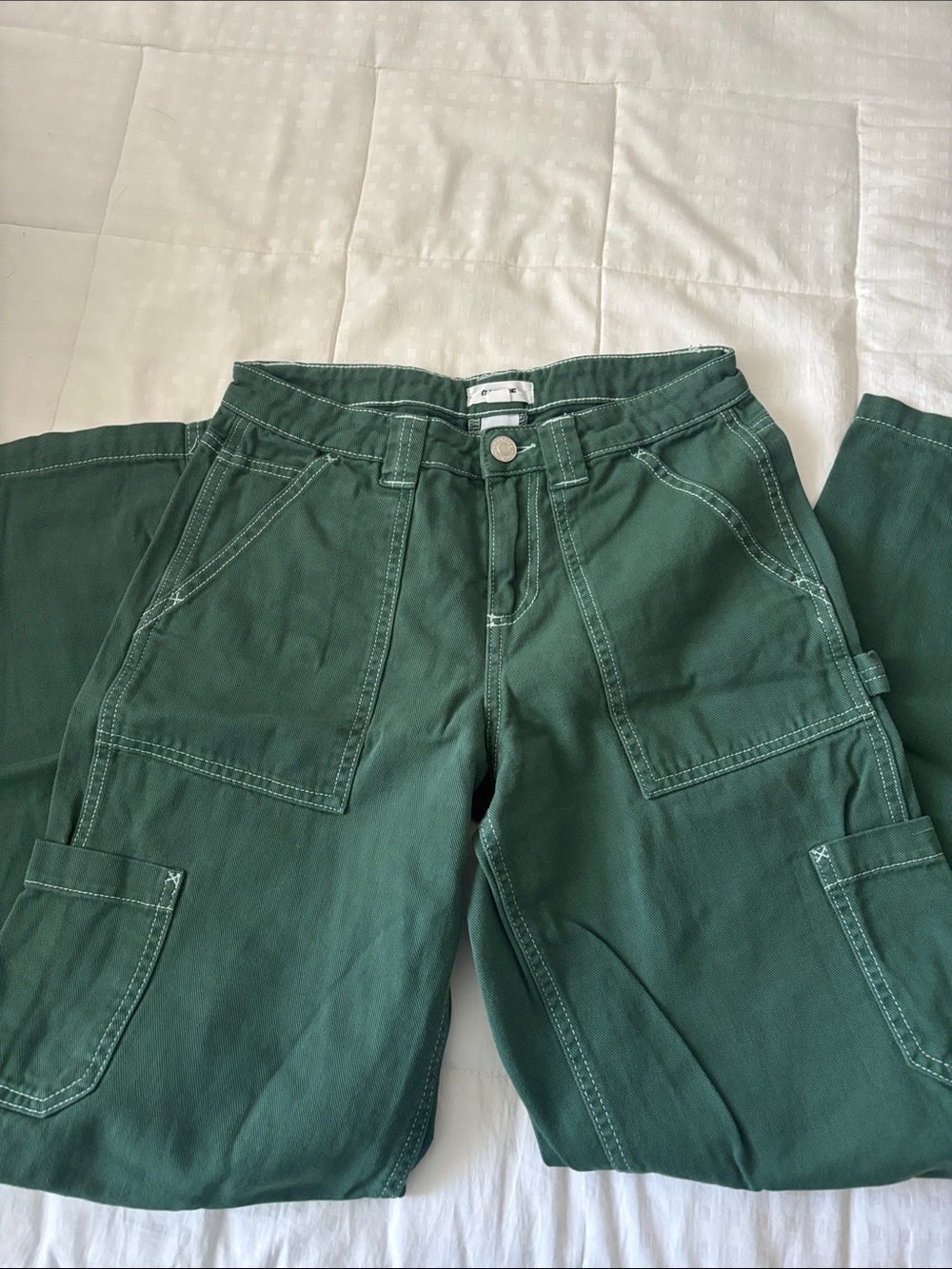Garage Straight Leg Utility Jeans in Deep Green